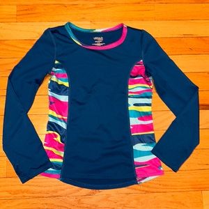 Danskin Now Medium 7-8 7 8 Girls Workout Athletic Sport Top Blue Multi Color